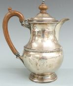 George V hallmarked silver hot water jug, Birmingham 1933 maker Blackmore & Fletcher Ltd, height