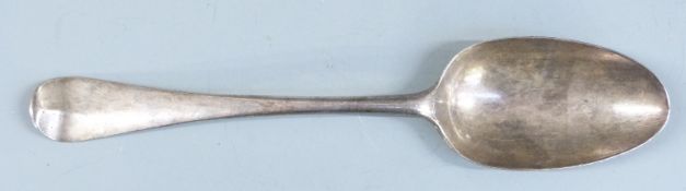 Georgian bottom hallmarked silver table spoon, London 1768, maker Robert Sallam, length 21cm, weight