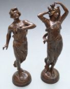 Two spelter figures in the classical style, height 32cm