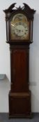 George III eight day long case clock, the silvered Roman and Arabic dial signed Benbon, Northwood