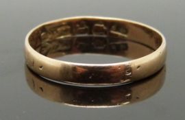 Victorian 9ct gold wedding band/ ring, size J, 0.83g