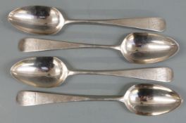 Set of four Irish bottom hallmarked table spoons, Dublin 1788 maker's mark IK, length 22cm, weight