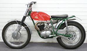 1969 Cotton 37A lightweight 250cc trials motorcycle with green painted replica frame, fully restored