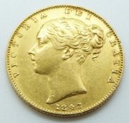 Queen Victoria 1843 young head, shield reverse gold full sovereign