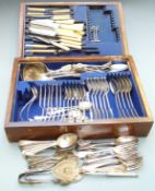 Part canteen of Fiddle pattern silver plated cutlery together with a quantity of further cutlery
