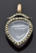Victorian heart shaped locket / pendant set with marcasite, 1.5 x 2.7cm