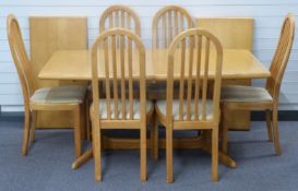 Skovby retro light elm or similar extending dining table with two extra leaves, size when extended