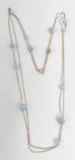 Georg Jensen two strand silver necklace threaded with blue agate beads, in original box