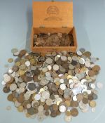 A large collection of world coinage to include a large quantity of 20thC India 1/12 Anna coins