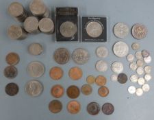 A collection of UK and silver coinage, pre 1947, including half crowns, 154g