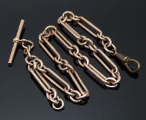 A 9ct rose gold Victorian Albert made up of elongated and circular links, 31.2g