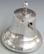 Chrome fire engine or similar bell with shaft protruding to operate the bell remotely, height 26cm