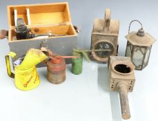 Motoring colletables comprising United Lubricants Ltd oil jug, two oil cans one marked Wesco,