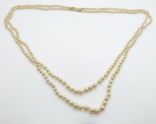 Faux pearl two strand necklace with 9ct gold clasp