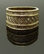 A 9ct gold ring set with diamonds, size O/P, 6.0g