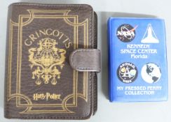 Harry Potter Gringotts savings book, complete, together with a Kennedy Space Centre pressed penny