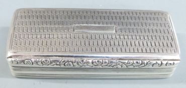 William IV hallmarked silver snuff box with engine turned decoration, reeded edges and gilt