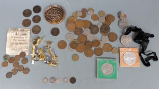 A small collection of UK coinage and medal coins etc George III onwards to include small silver