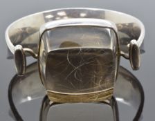 Georg Jensen Torun silver bracelet (marked 203) with two attachments, one set with a large rutilated