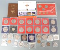 A collection of Isle of Man crowns, coin packs etc