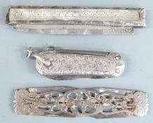 Victorian hallmarked silver multitool, Birmingham 1891 makers' mark J.A, folding knife with four