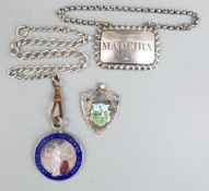 Georgian hallmarked silver Madeira wine ticket or label, Birmingham 1829 maker Joseph Willmore,