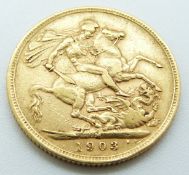 Edward VII 1903 gold full sovereign, Melbourne Mint