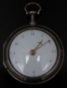 William Chapman of London hallmarked silver pair cased pocket watch with gold hands, black Arabic