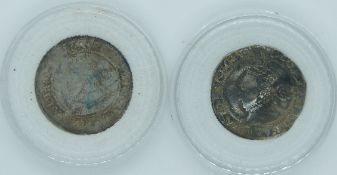 Elizabeth I two threepences for 1561 and 1574