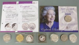 Eight various commemorative crowns etc to include 1935 rocking horse and a silver proof Jubilee