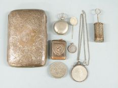 George V hallmarked silver cigar case, Birmingham 1915 maker Joseph Gloster Ltd, length 14cm, weight