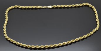 A 9ct gold rope twist necklace, 7.6g