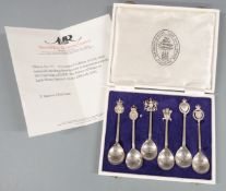 Cased set of six limited edition Mason & Riley hallmarked silver spoons to commemorate the