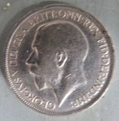 George V 1916 half penny, in silver coloured metal