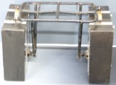 Pair of vintage or classic motorcycle panniers with mounting farme, height 42.5cm