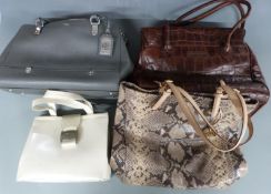 Ralph Lauren grey leather ladies bag, Russell & Bromley 'Birkin' style brown leather bag, Michael