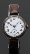 Gentleman's military style silver wristwatch with subsidiary seconds dial, pierced hands, Arabic