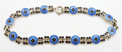Norwegian silver and enamel bracelet, 19.5cm long