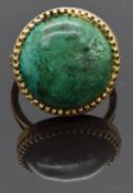 A 9ct gold ring set with azurite