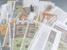 Approximately sixty various Russian Empire banknotes, 1909-1918, includes 5000 Rubel notes down to