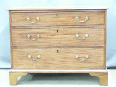 Georgian mahogany chest of three graduated drawers, W 99 x D 52 x H 77cm