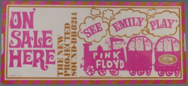 Pink Floyd 'See Emily Play' EMI promotional/ advertising poster for record shops 'On Sale Here',