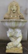 Garden water feature or fountain with serpent support, height 112cm