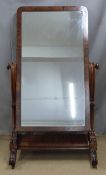 Large Victorian mahogany cheval mirror, height 158cm