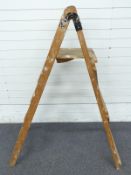 Vintage wooden step ladder, height 160cm