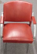Retro/mid century modern designer red leatherette armchair/barber's chair