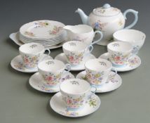 Shelley tea set decorated in the Wild Flowers pattern, 22 pieces