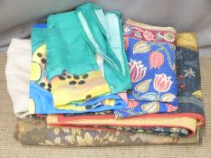 Two tapestries, printed textiles etc