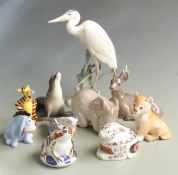 Hutschenreuther figure of a heron/egret, Lomonosov / USSR figures, Disney etc, tallest 27cm