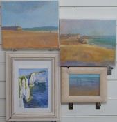 Andrew Quelch (b 1969)  four acrylic coastal landscapes, two depicting St. Ives, Cornwall 25 x